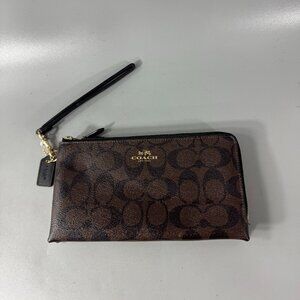 Coach C53563 Brown Leather CC Signature Double Zippered Wallet/Wristlet